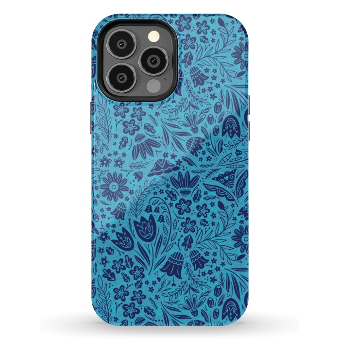iPhone 13 Pro Max StrongFit Dainty Blue Floral by Noonday Design