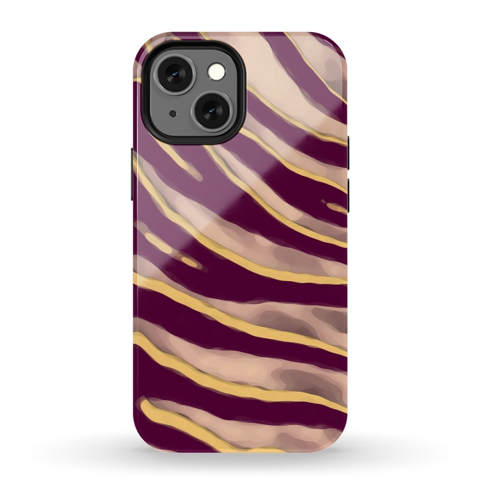 iPhone 13 mini StrongFit Minimal tiger print stripes brown neutral by Oana 