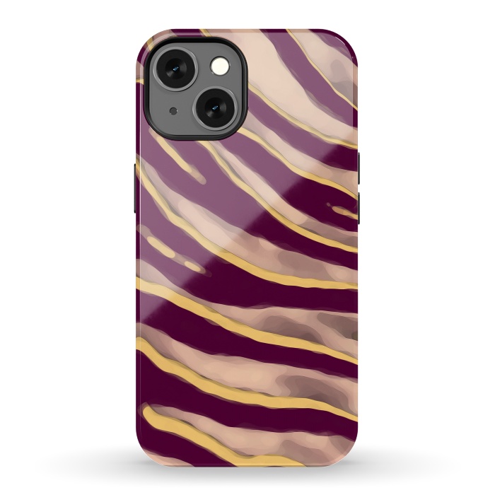 iPhone 13 StrongFit Minimal tiger print stripes brown neutral by Oana 