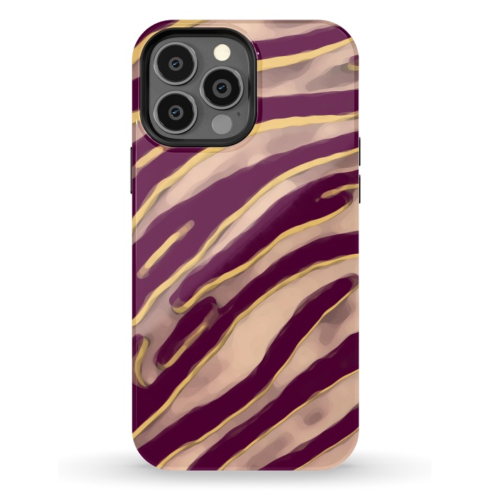 iPhone 13 Pro Max StrongFit Minimal tiger print stripes brown neutral by Oana 