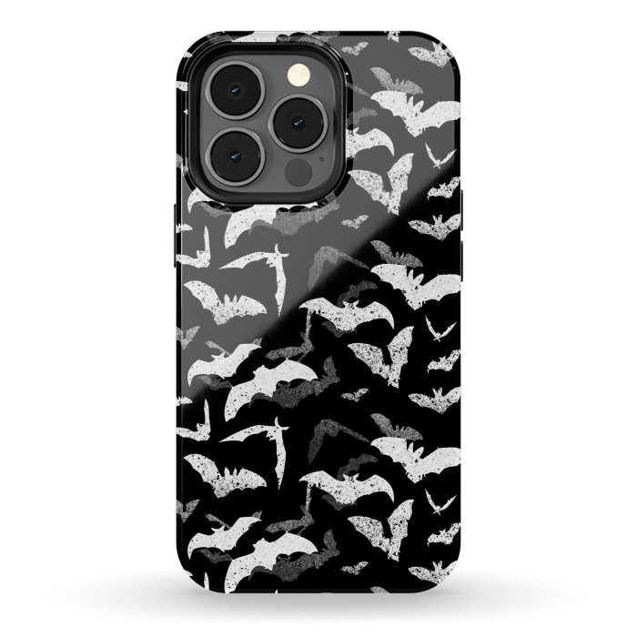 iPhone 13 pro StrongFit Splattered flying bats Halloween pattern by Oana 