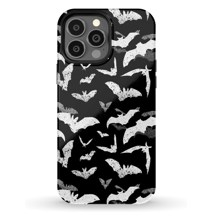 iPhone 13 Pro Max StrongFit Splattered flying bats Halloween pattern by Oana 