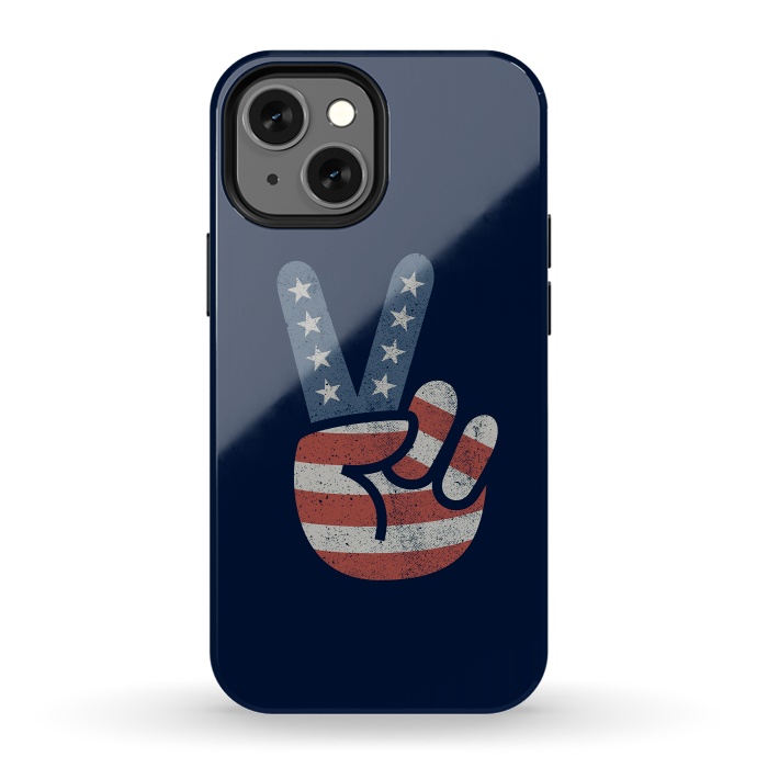 iPhone 13 mini StrongFit Peace Love Hand USA Flag Vintage Solid by Vó Maria