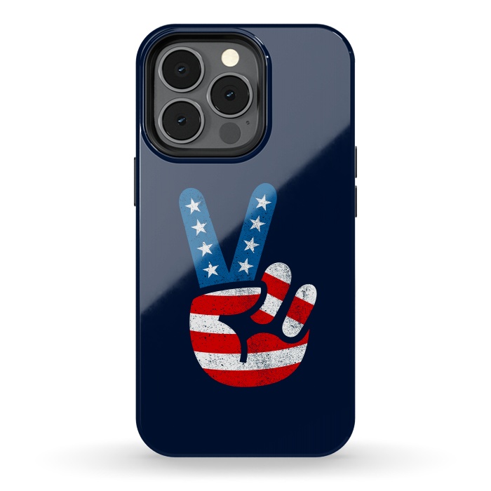 iPhone 13 pro StrongFit Peace Love Hand USA Flag Vintage Solid 2 by Vó Maria