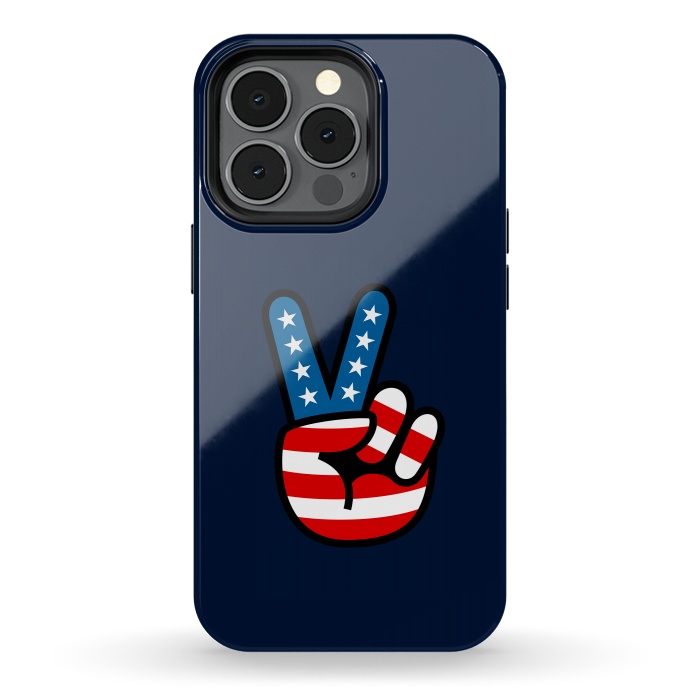 iPhone 13 pro StrongFit Peace Love Hand USA Flag Vintage Solid 3 by Vó Maria