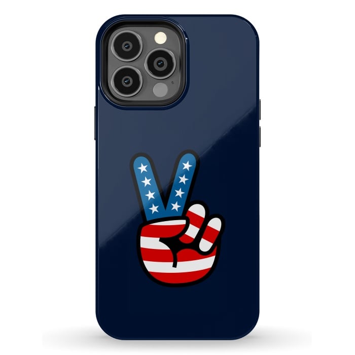 iPhone 13 Pro Max StrongFit Peace Love Hand USA Flag Vintage Solid 3 by Vó Maria