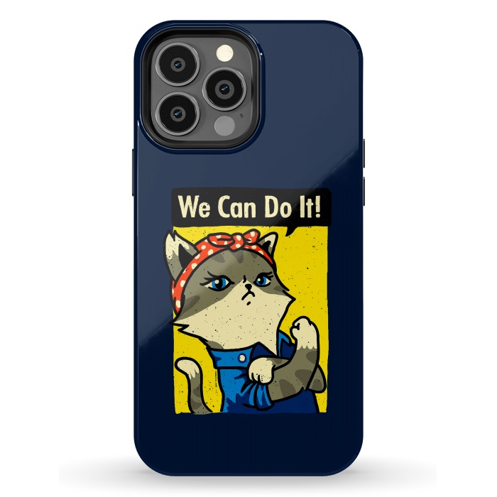 iPhone 13 Pro Max StrongFit Purrsist Cat We Can Do It by Vó Maria