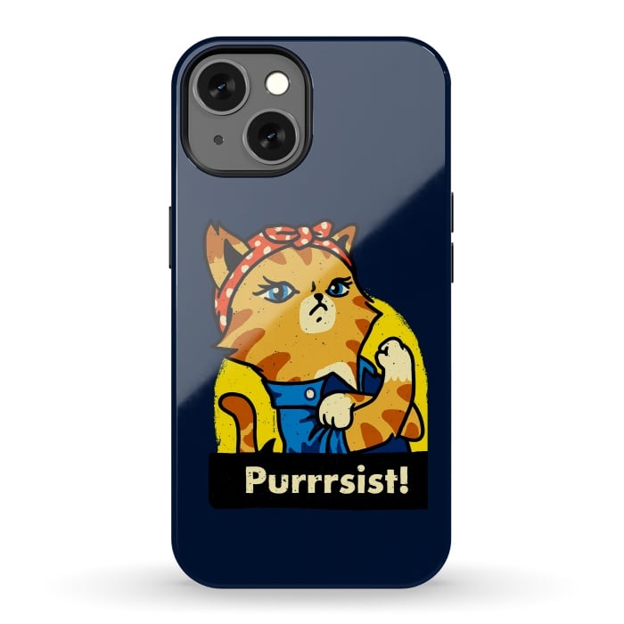 iPhone 13 StrongFit Purrsist! We Can Do It Cat Lovers by Vó Maria