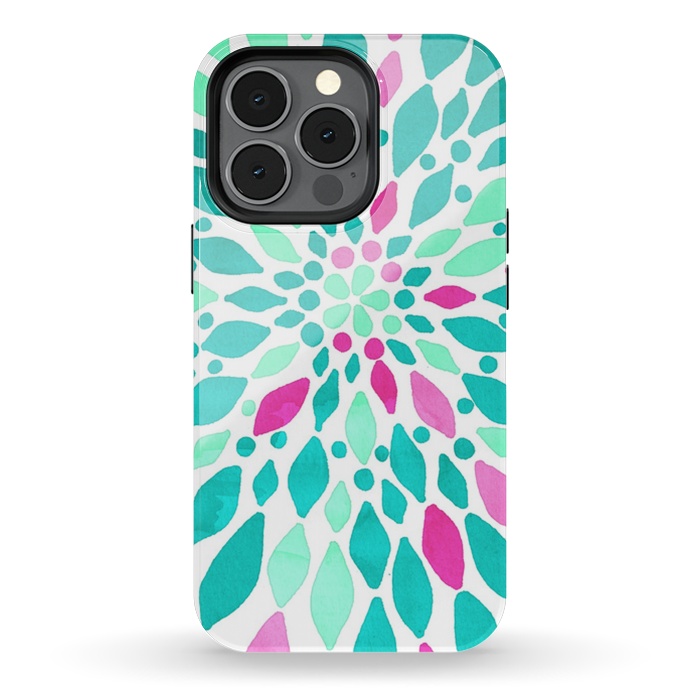 iPhone 13 pro StrongFit Radiant Dahlia - Pink & Teal by Tangerine-Tane