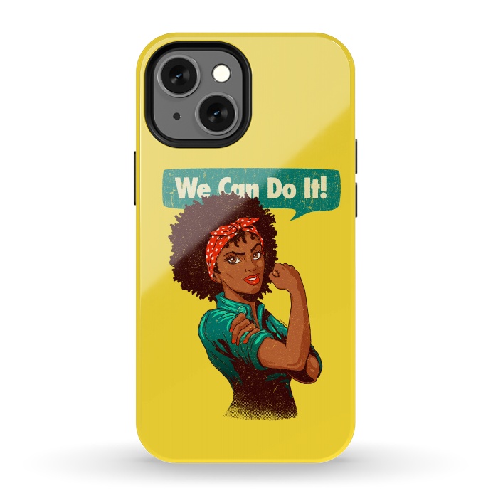 iPhone 13 mini StrongFit We Can Do It! Black Girl Black Queen Shirt V2 by Vó Maria