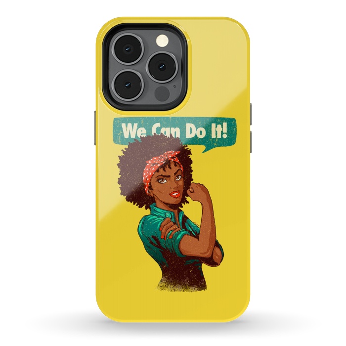 iPhone 13 pro StrongFit We Can Do It! Black Girl Black Queen Shirt V2 by Vó Maria