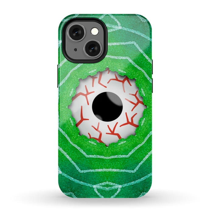 iPhone 13 mini StrongFit Creepy Eye Staring Through A Green Hole by Boriana Giormova