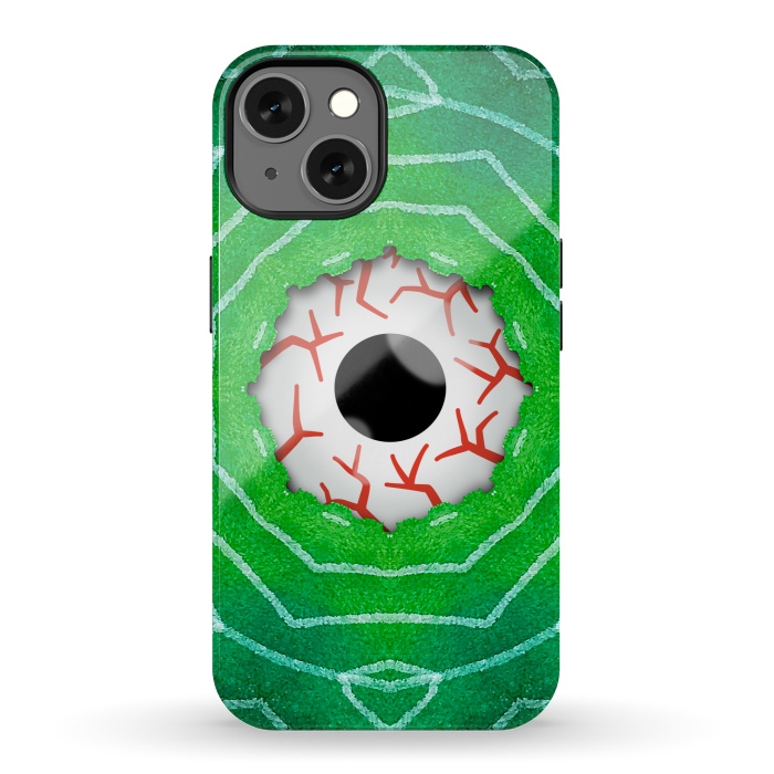 iPhone 13 StrongFit Creepy Eye Staring Through A Green Hole by Boriana Giormova