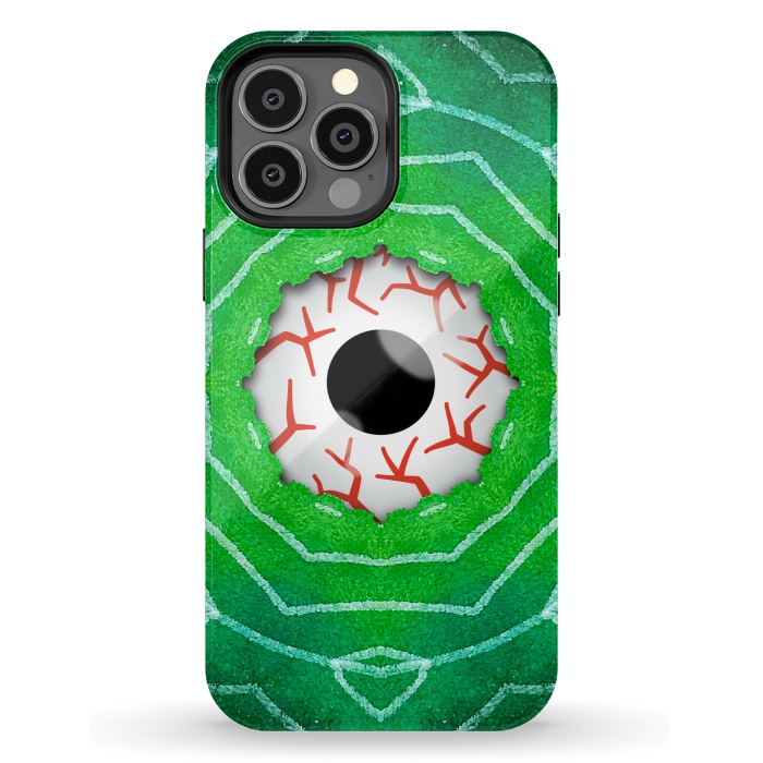 iPhone 13 Pro Max StrongFit Creepy Eye Staring Through A Green Hole by Boriana Giormova