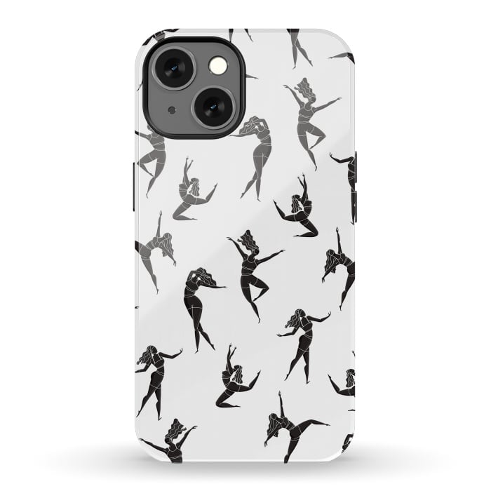 iPhone 13 StrongFit Dance Girl Pattern Black and White by Jelena Obradovic