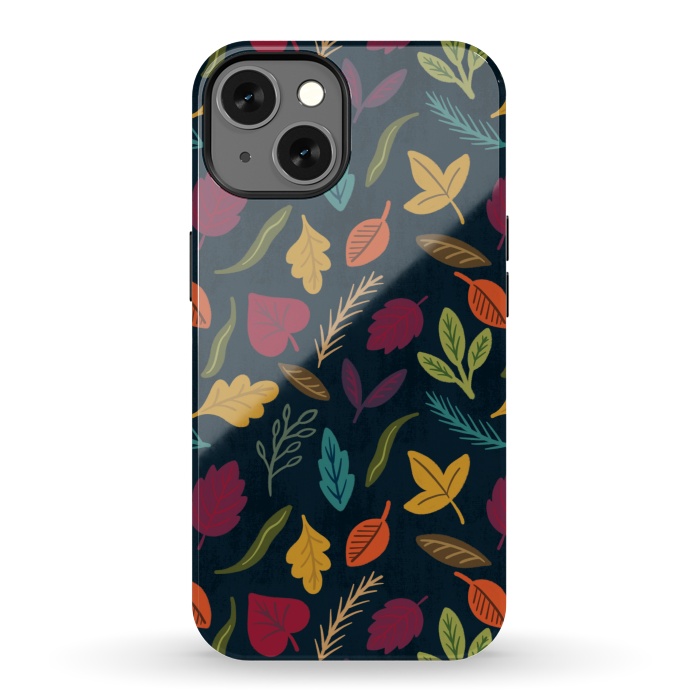 iPhone 13 StrongFit Bold and Colorful Fall Leaves by Noonday Design