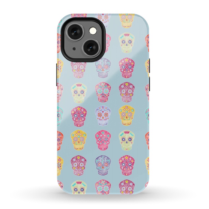 iPhone 13 mini StrongFit Watercolor Mexican Day of the Dead Sugar Skulls by Nic Squirrell