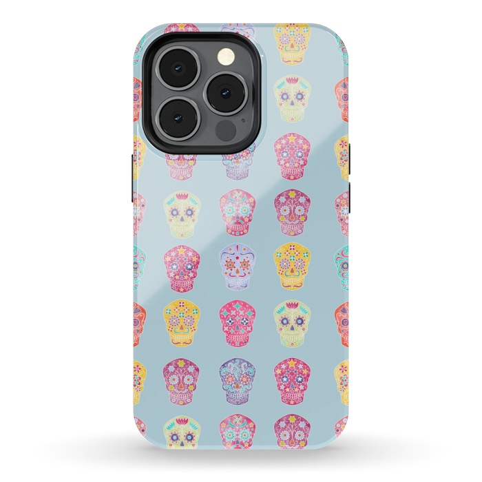 iPhone 13 pro StrongFit Watercolor Mexican Day of the Dead Sugar Skulls by Nic Squirrell