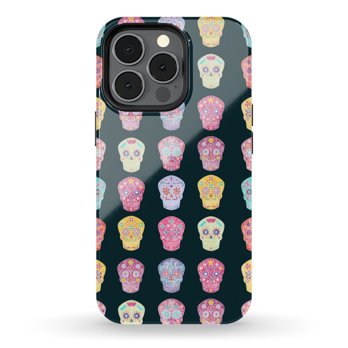 iPhone 13 pro StrongFit Day of the Dead Mexican Sugar Skulls by Nic Squirrell