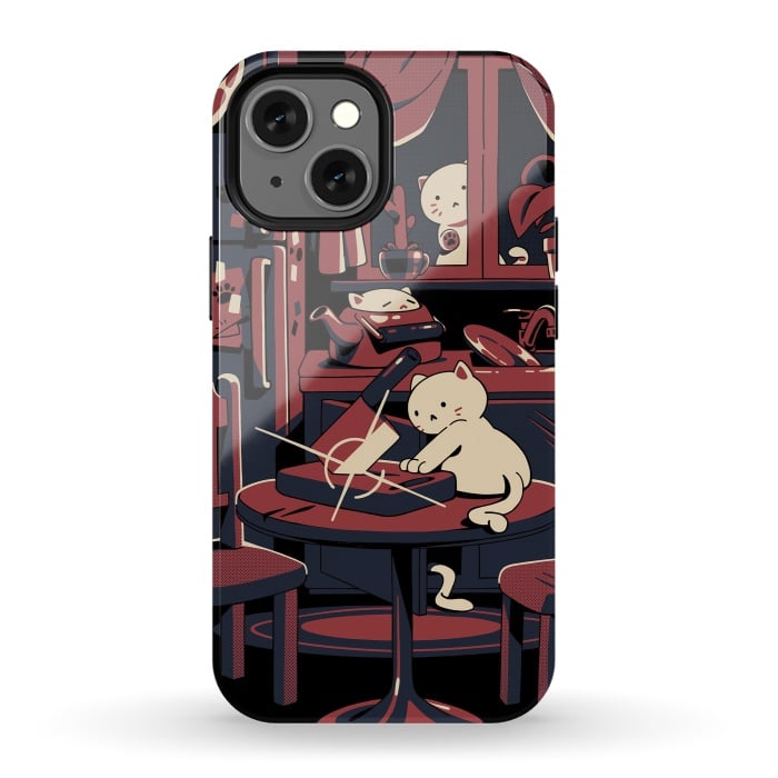 iPhone 13 mini StrongFit Haunted by cats by Ilustrata