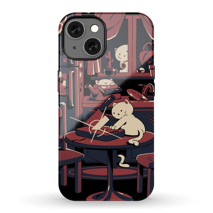 iPhone 13 StrongFit Haunted by cats by Ilustrata