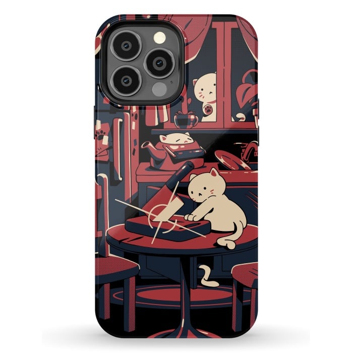 iPhone 13 Pro Max StrongFit Haunted by cats by Ilustrata