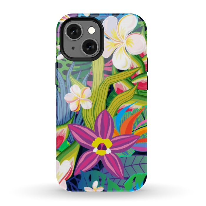 iPhone 13 mini StrongFit tropical floral pattern 4  by MALLIKA