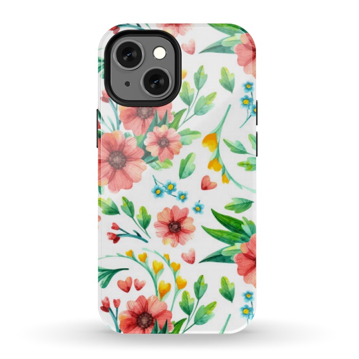 iPhone 13 mini StrongFit orange peach floral pattern by MALLIKA