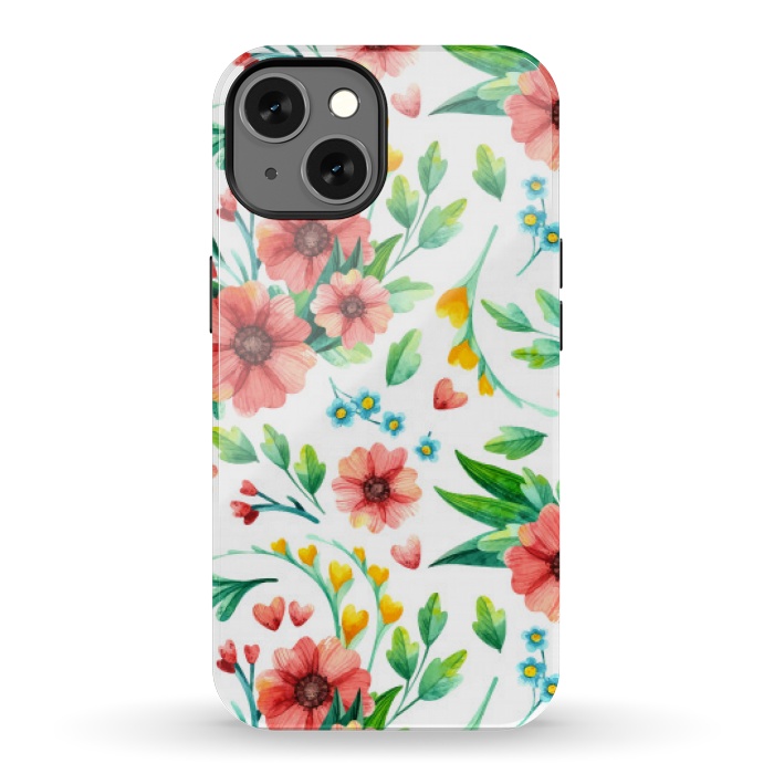 iPhone 13 StrongFit orange peach floral pattern by MALLIKA