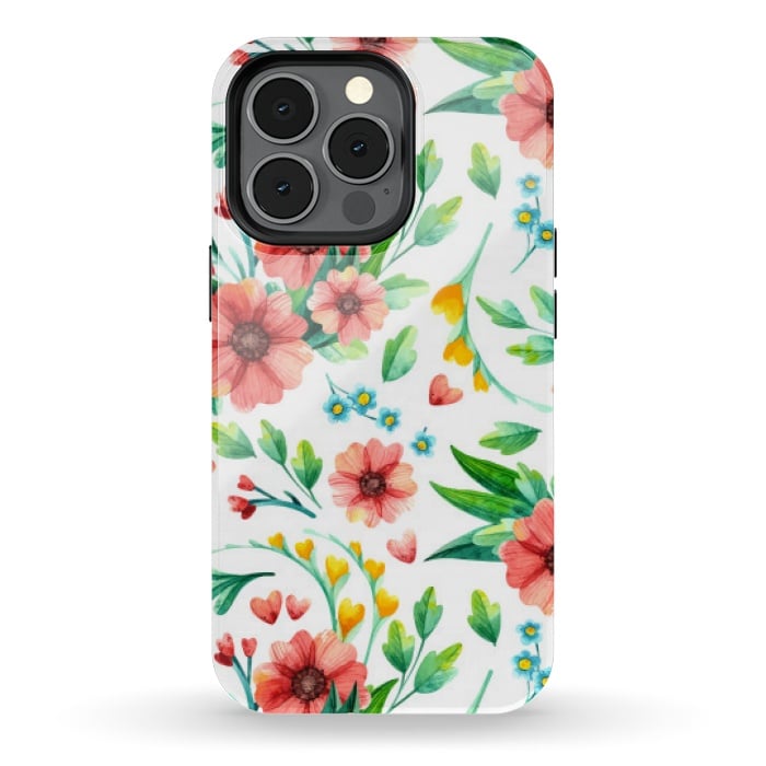 iPhone 13 pro StrongFit orange peach floral pattern by MALLIKA