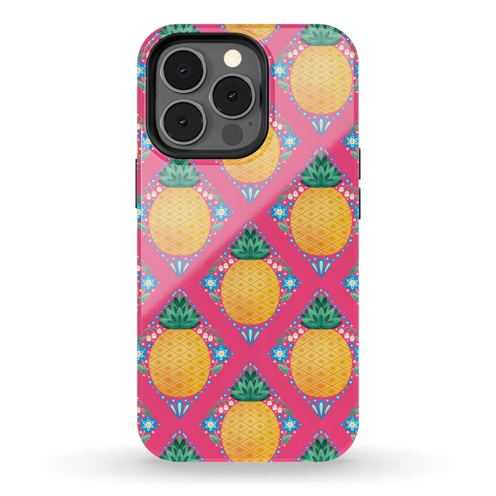 iPhone 13 pro StrongFit Bright Pineapple by Noonday Design