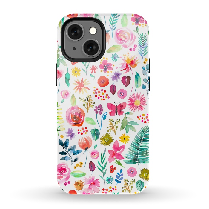 iPhone 13 mini StrongFit Colorful Botanical Plants and Flowers by Ninola Design