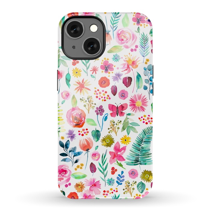 iPhone 13 StrongFit Colorful Botanical Plants and Flowers por Ninola Design