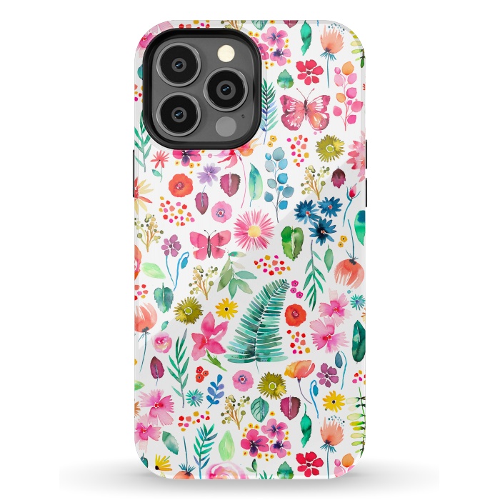 iPhone 13 Pro Max StrongFit Colorful Botanical Plants and Flowers by Ninola Design