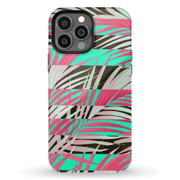 iPhone 13 Pro Max StrongFit Pink abstract coconut tree print design by Josie