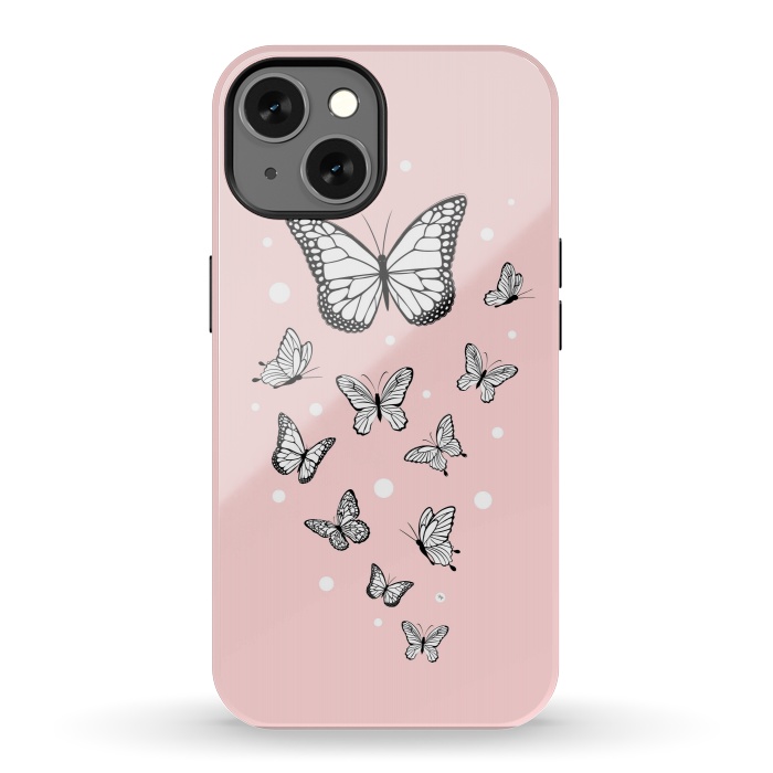 iPhone 13 StrongFit Pink Butterflies by Martina