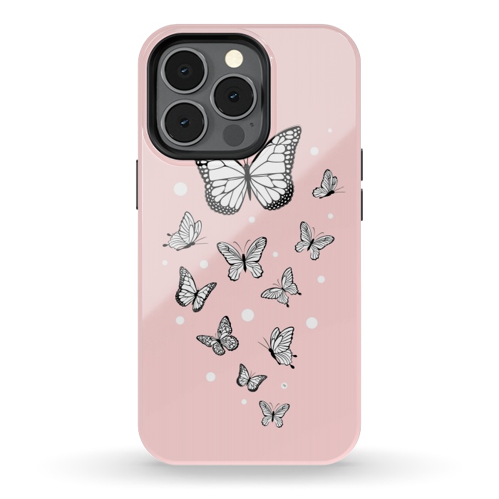 iPhone 13 pro StrongFit Pink Butterflies by Martina