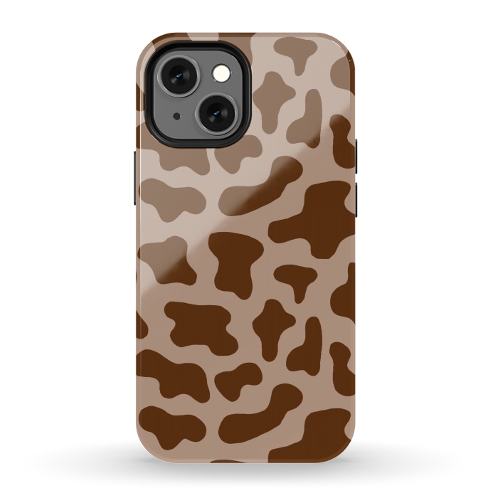 iPhone 13 mini StrongFit Chocolate Milk Brown Cow Print by Julie Erin Designs