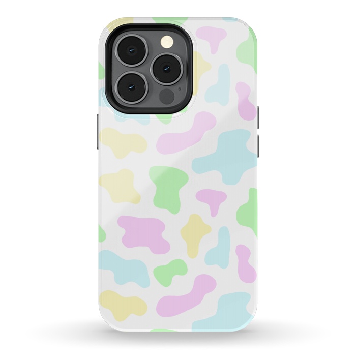 iPhone 13 pro StrongFit Pastel Rainbow Cow Print by Julie Erin Designs