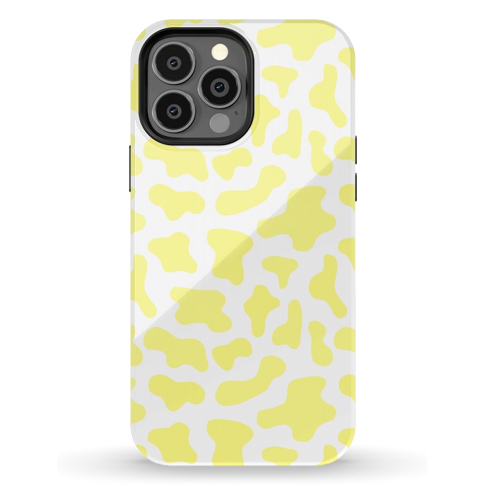 iPhone 13 Pro Max StrongFit Yellow Cow Print by Julie Erin Designs