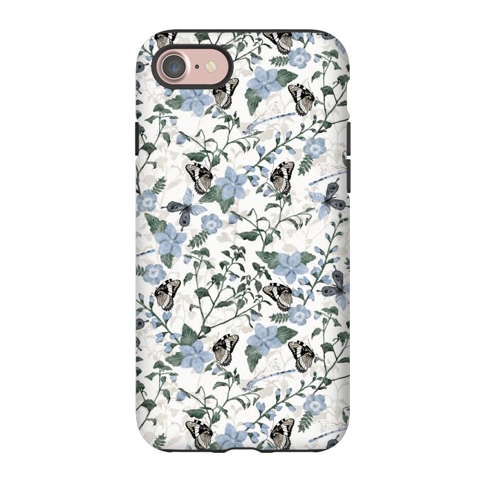 iPhone 7 StrongFit Delicate Watercolour Butterflies and Dragonflies half-drop repeat pattern by Paula Ohreen