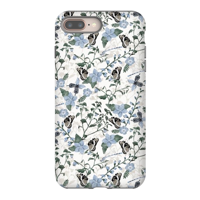 iPhone 7 plus StrongFit Delicate Watercolour Butterflies and Dragonflies half-drop repeat pattern by Paula Ohreen