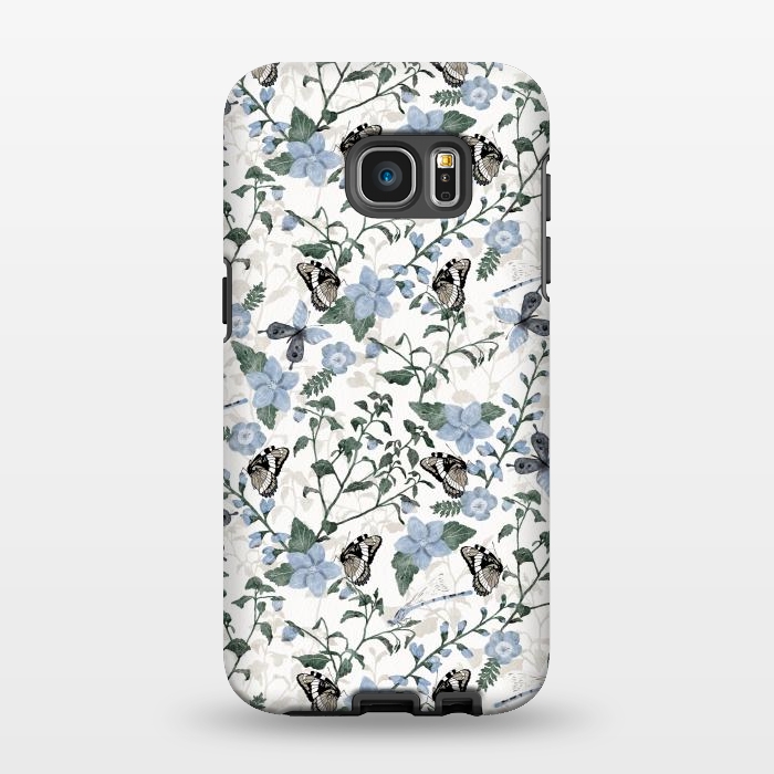 Galaxy S7 EDGE StrongFit Delicate Watercolour Butterflies and Dragonflies half-drop repeat pattern by Paula Ohreen