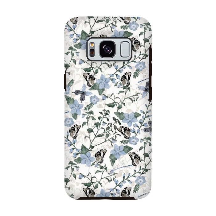 Galaxy S8 StrongFit Delicate Watercolour Butterflies and Dragonflies half-drop repeat pattern by Paula Ohreen