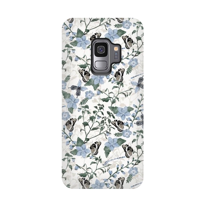 Galaxy S9 StrongFit Delicate Watercolour Butterflies and Dragonflies half-drop repeat pattern by Paula Ohreen