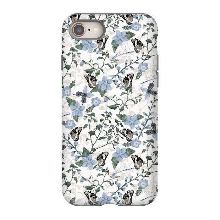 iPhone 8 StrongFit Delicate Watercolour Butterflies and Dragonflies half-drop repeat pattern by Paula Ohreen