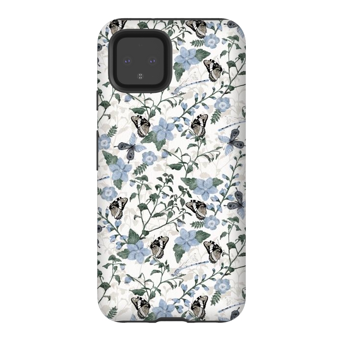 Pixel 4 StrongFit Delicate Watercolour Butterflies and Dragonflies half-drop repeat pattern by Paula Ohreen