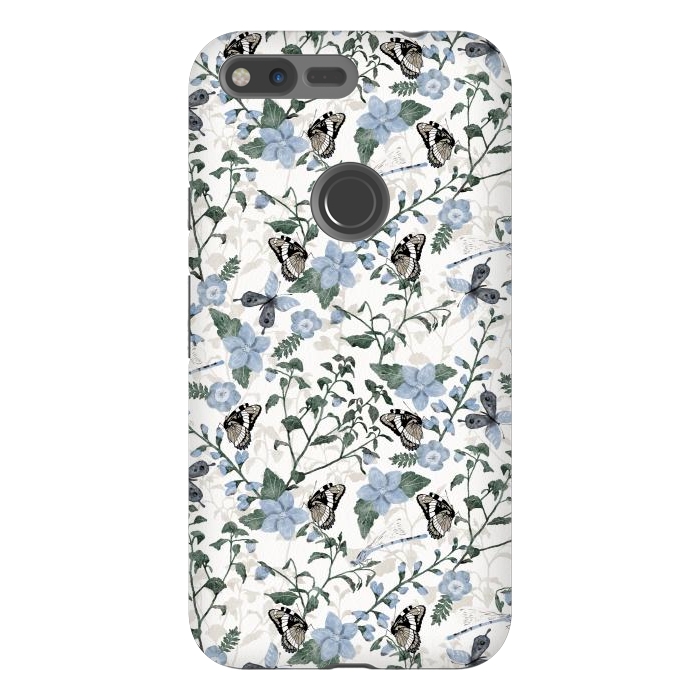 Pixel XL StrongFit Delicate Watercolour Butterflies and Dragonflies half-drop repeat pattern by Paula Ohreen