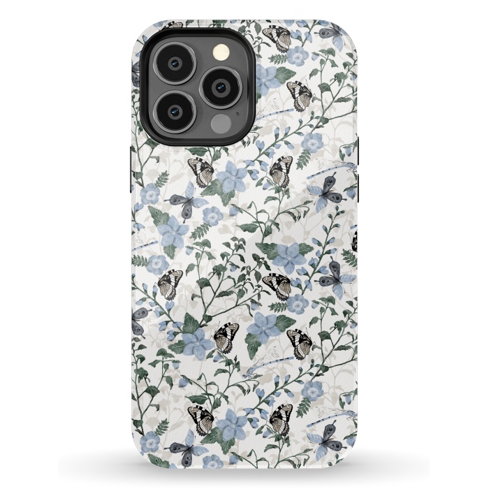 iPhone 13 Pro Max StrongFit Delicate Watercolour Butterflies and Dragonflies half-drop repeat pattern by Paula Ohreen