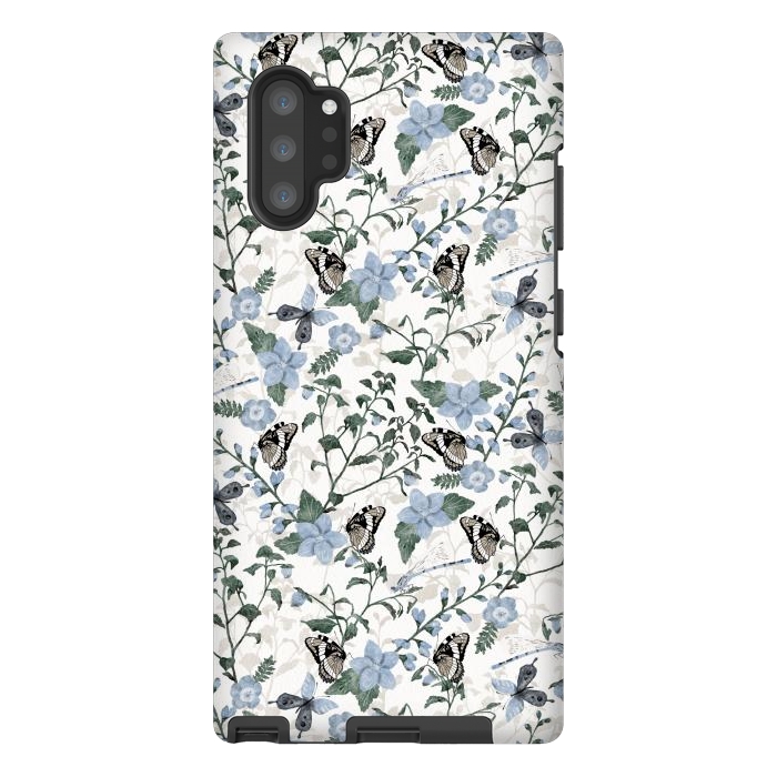 Galaxy Note 10 plus StrongFit Delicate Watercolour Butterflies and Dragonflies half-drop repeat pattern by Paula Ohreen